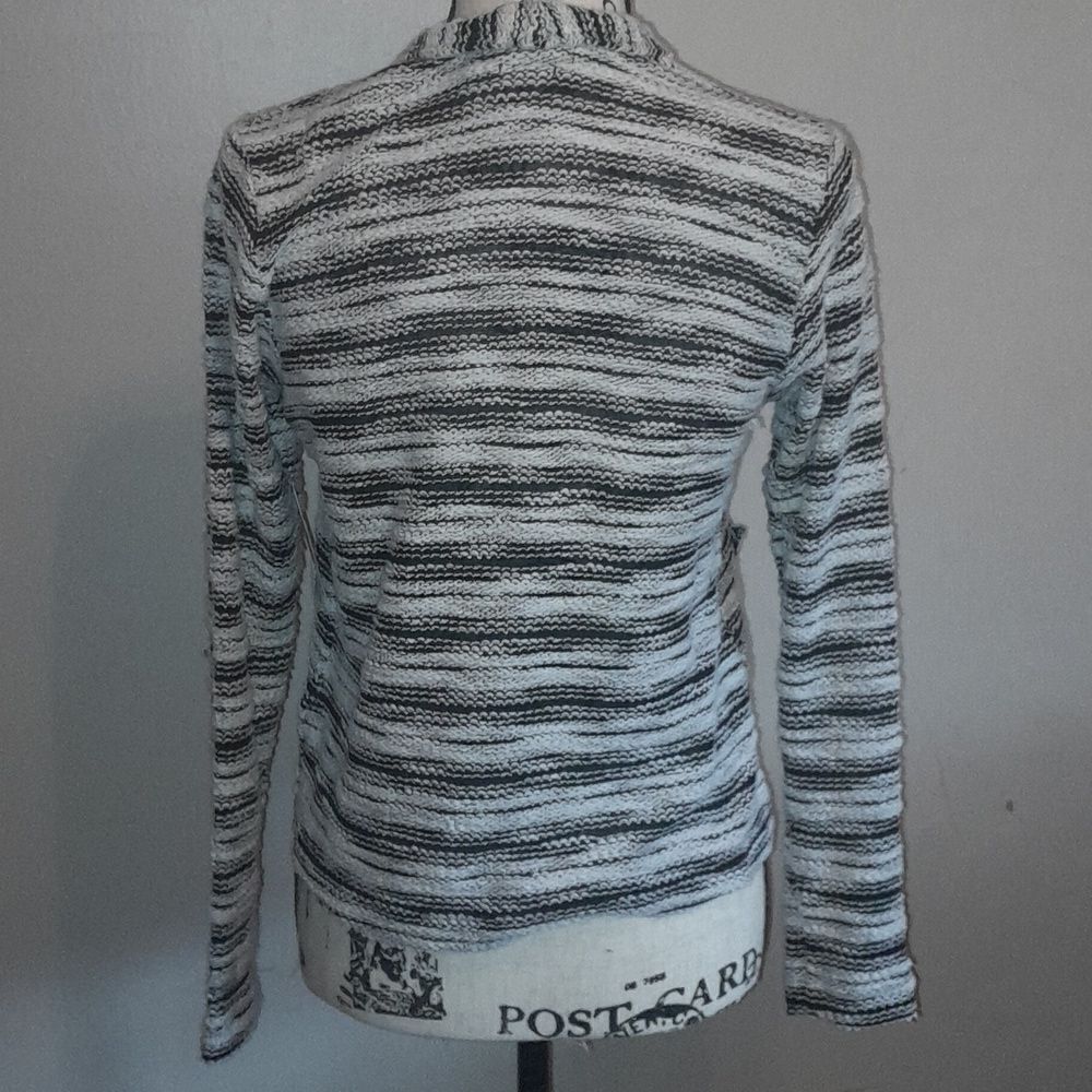 NWT VELVET BY GRAHAM & SPENCER BLACK/WHITE OPEN FRONT TWEED JACKET BLAZER SMALL - Picture 4 of 7